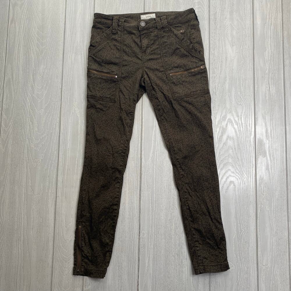 Joie Women's Denim French Army Green & Black Leopard Park Skinny Jeans Size 25
